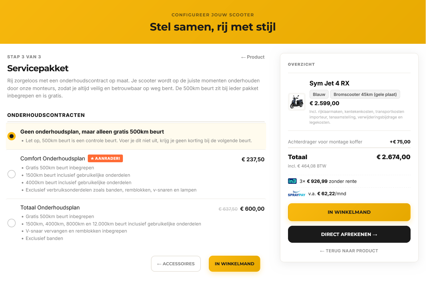 Stap 3: Servicepakket en afronden